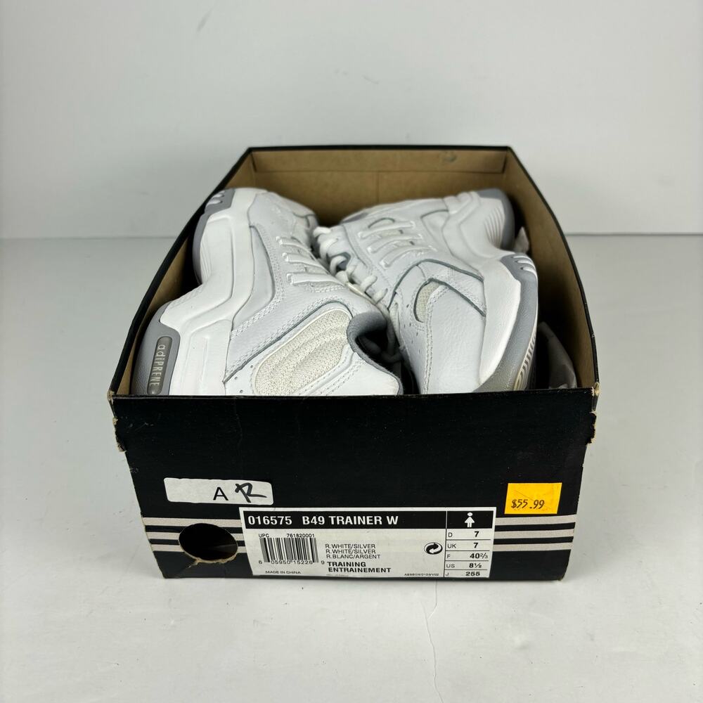 Vintage Adidas B49 white grey training shoes sneakers womens 8.5 Deadstock NOS - Picture 9 of 9